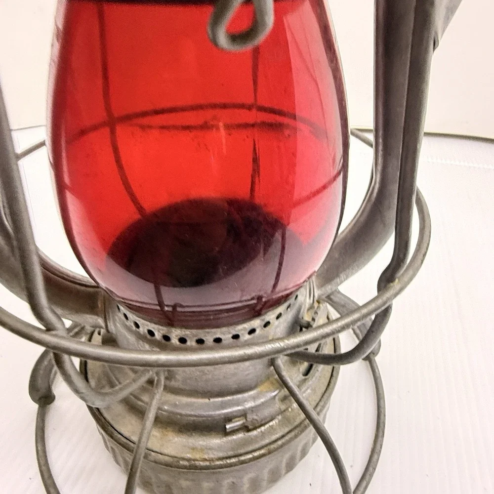 Vintage Dietz Vesta Railroad Lantern Red Globe USA Steampunk Industrial Decor